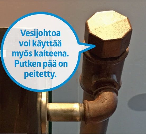 Leijuvat portaat: Vesijohtoa voi käyttää myös kaiteena