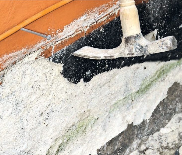 Pusse grunnmur: Bank av all løs puss