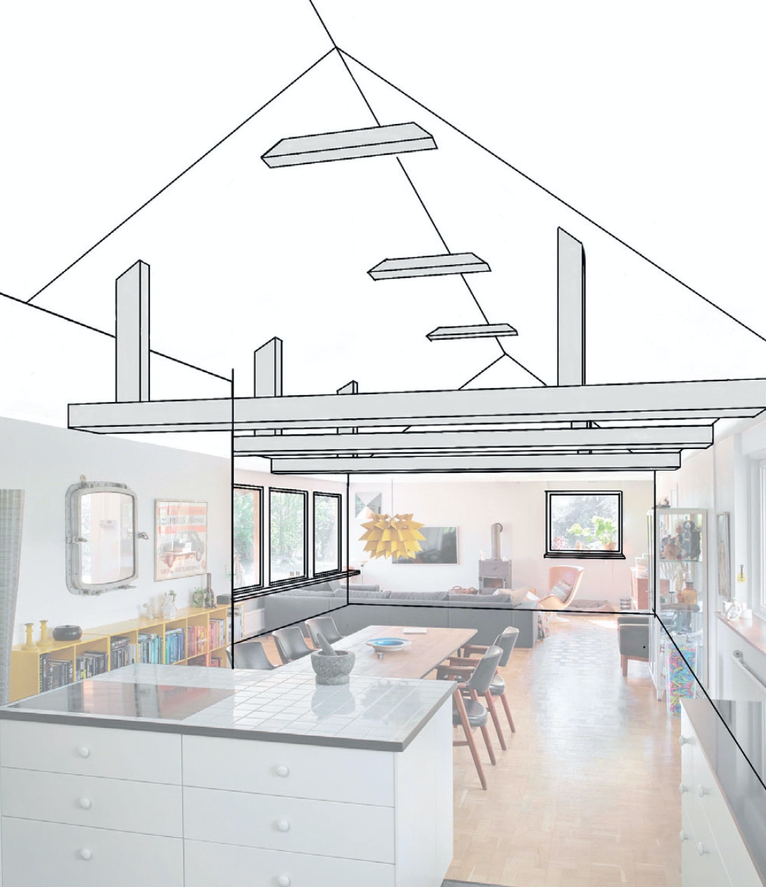 Åpen himling: Frilagte undergurter