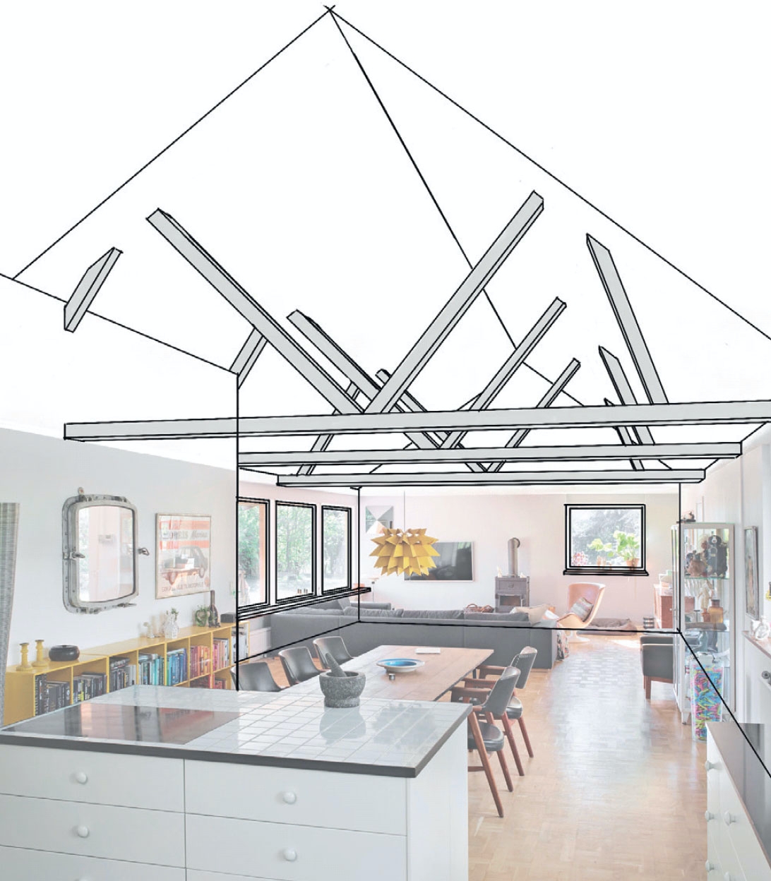 Åpen himling: W takstol