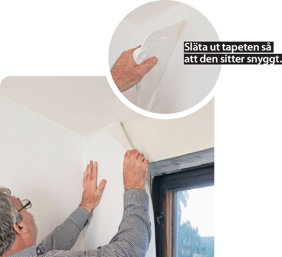 Tapetsera fönstersmyg: Börja på väggen