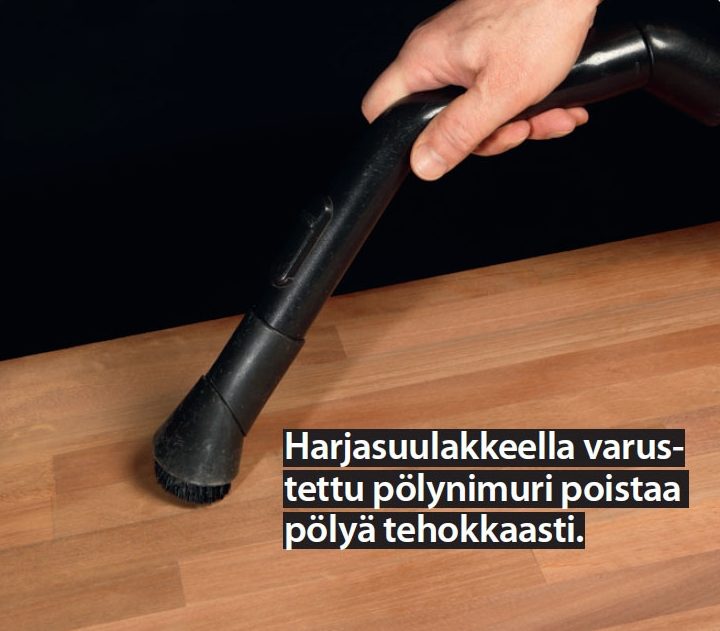 Hiontapölyn poistaminen pöytälevyltä