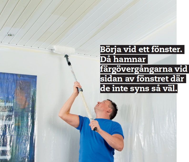 Måla trätak inomhus