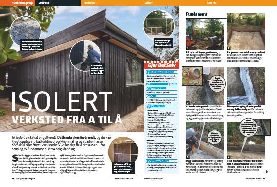 Bygge isolert verksted med støpt fundament