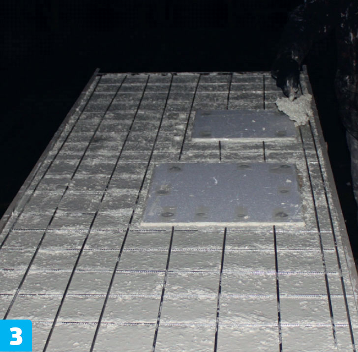 Terrazzo benkeplate: Legg armeringsnettet i støpeformen