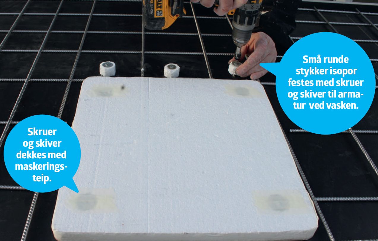 Terrazzo bänkskiva kök: Kom ihåg att göra hål för kranar med frigolit