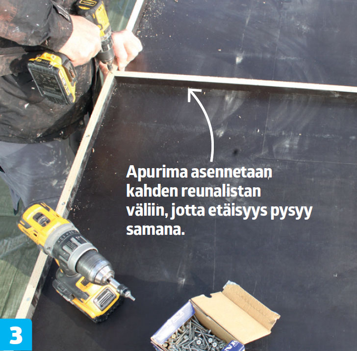 Terrazzo-pöytälevy: Kiinnitä muottiin reunalistat