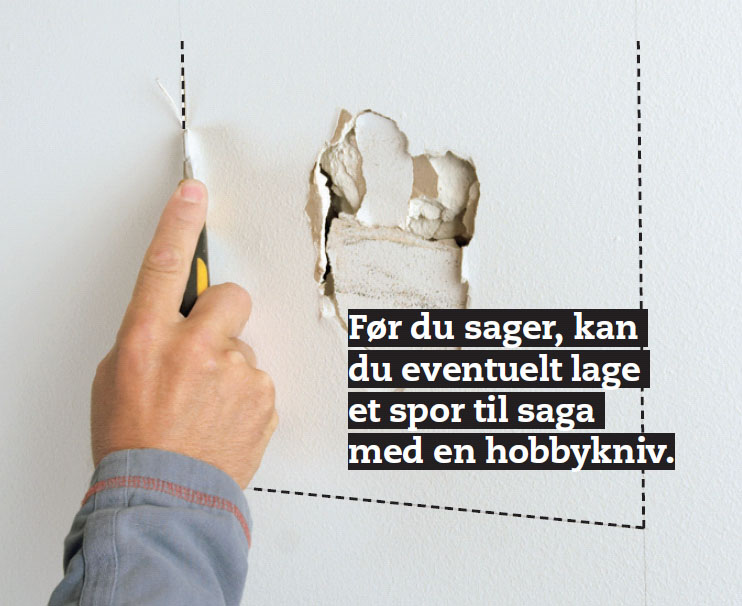 Strek opp en vinkelrett firkant rundt hullet