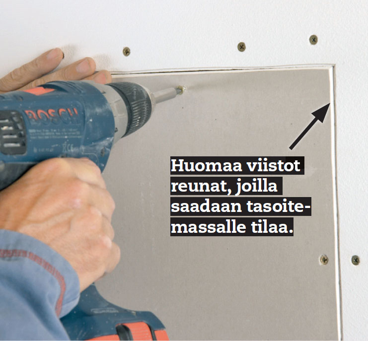 Kiinnitä uusi kipsilevypaikka