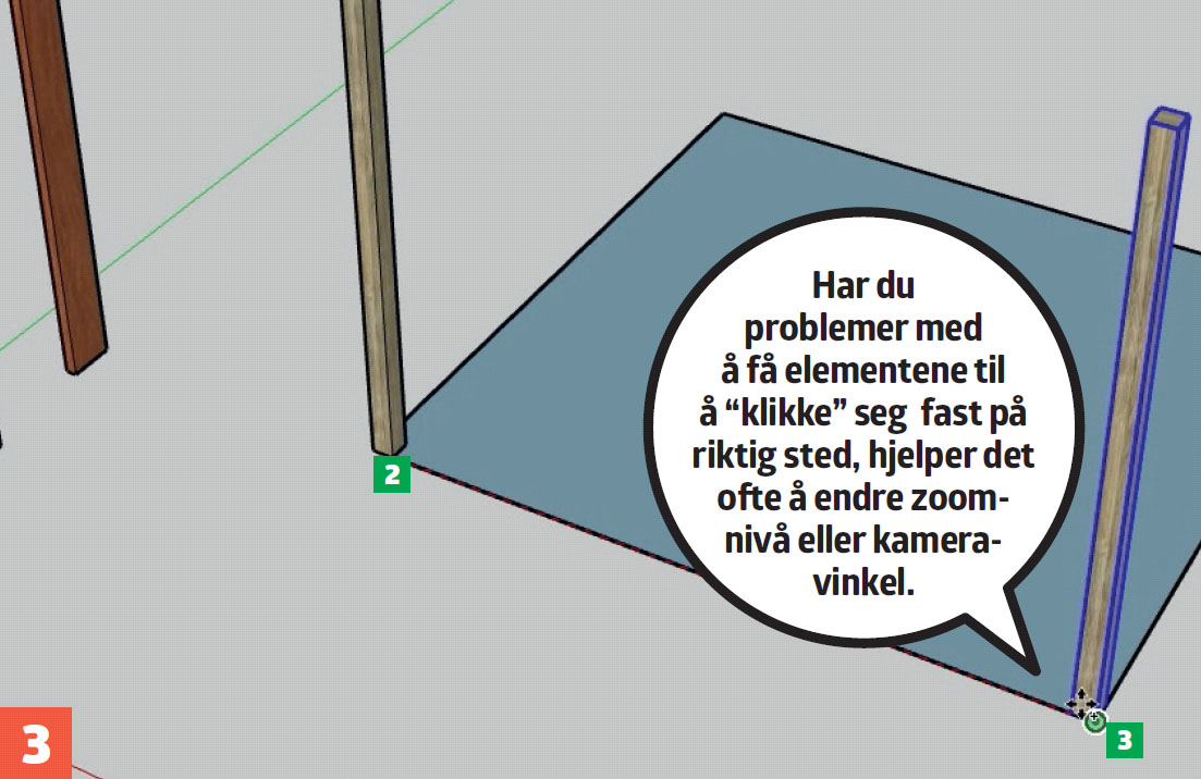 3d tegneprogram gratis: Har du problemer med å få elementene til å “klikke” seg fast på riktig sted, hjelper det ofte å endre zoom­nivå eller kamera­vinkel.