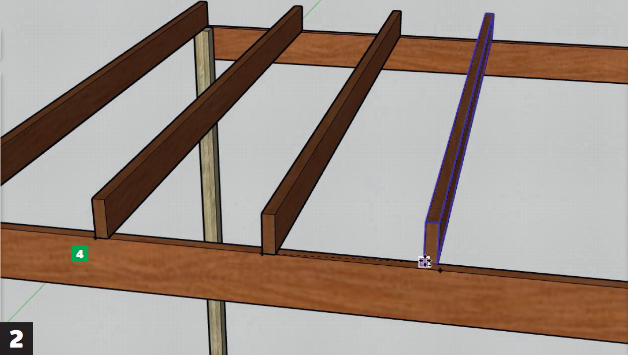 3d tegneprogram: Kopier og klikk fast de resterende fem sperrene.