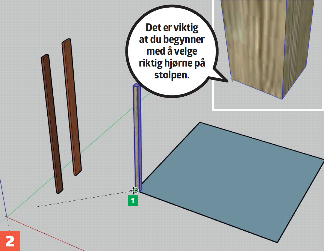 3d tegneprogram gratis: Det er viktig at du begynner med å velge riktig hjørne på stolpen.
