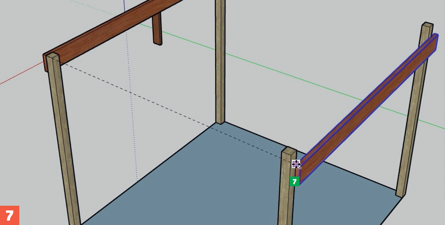 3d tegneprogram gratis: Kopier og sett fast svillen på de to bakerste stolpene.
