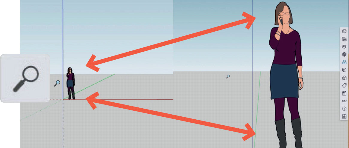 3d suunnitteluohjelma: Pikanäppäin: Z - Kolme erilaista zoomaustyökalua lähentävät ja loitontavat kuvaa.