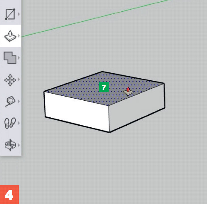 3d suunnitteluohjelma: Liikuta Push/Pull ja tee 3D hahmo.