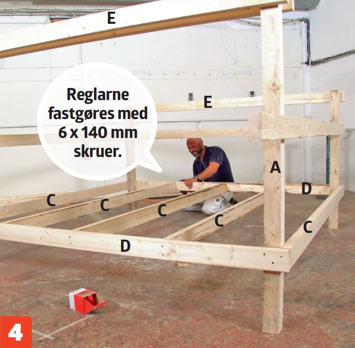 Reglar til gulv i shelter fastgøres