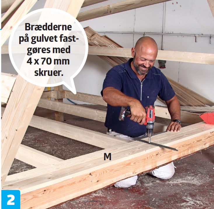 Gulvbrædder til shelter fastgøres med afstand