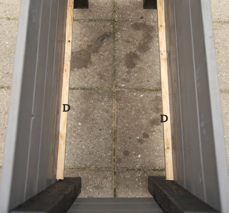 Støttelistene skrus fast innvendig på vanntett putekasse