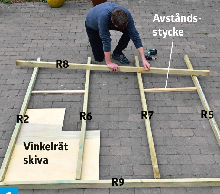 Mät upp för den sneda överliggaren til förråd