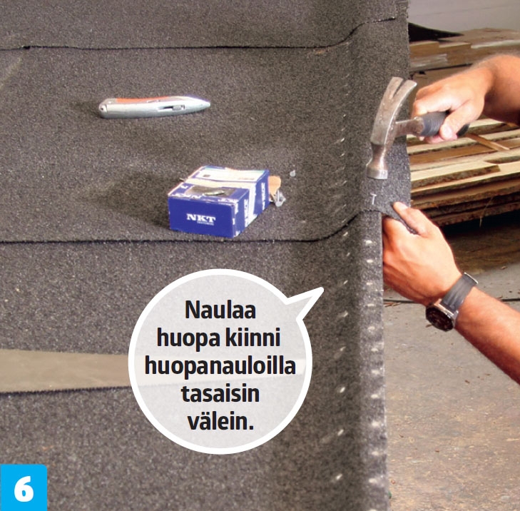 Laavun huopakaton kiinnitys