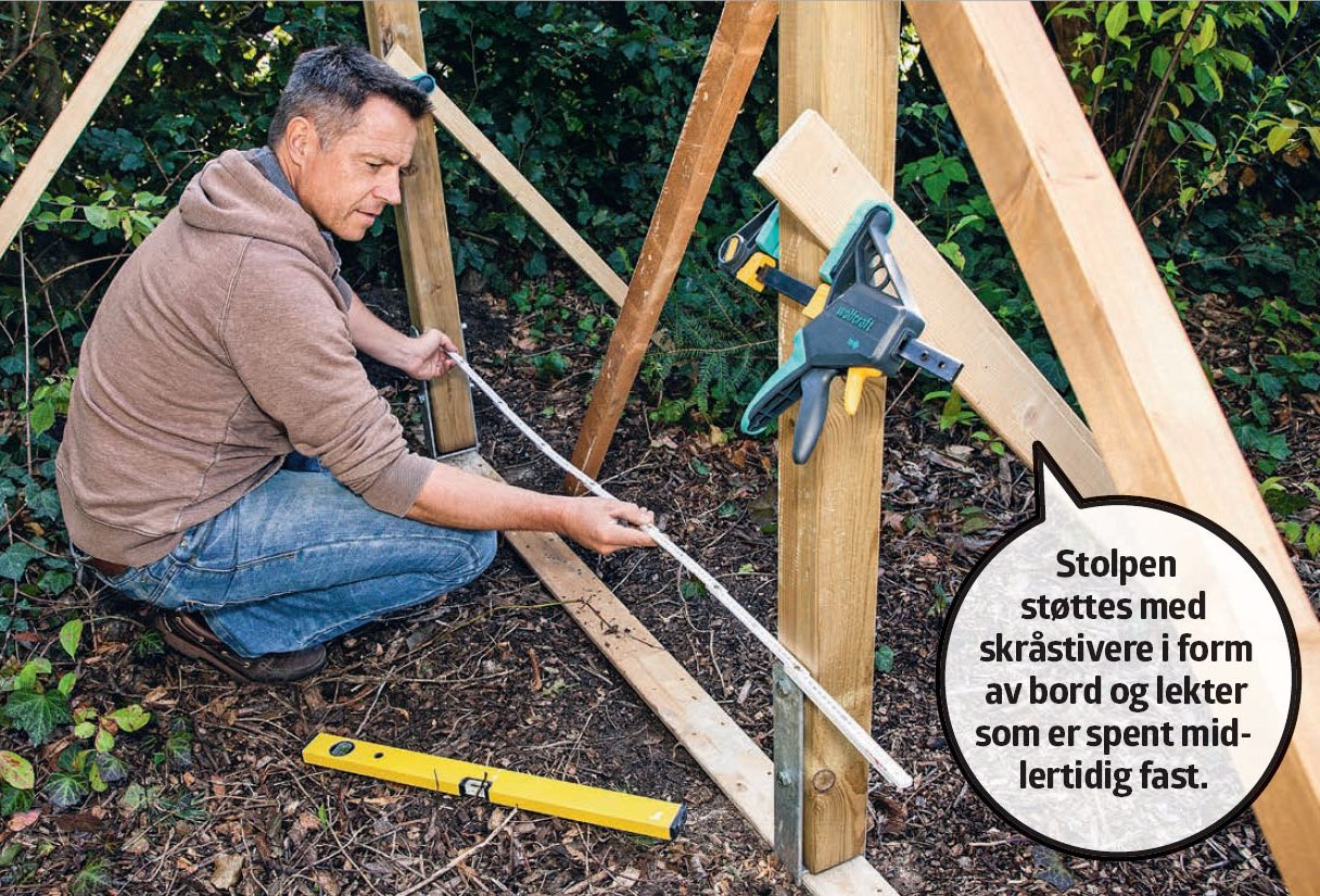 Treningsstativ: Sjekk også at avstanden mellom stolpene er jevn både øverst og nederst