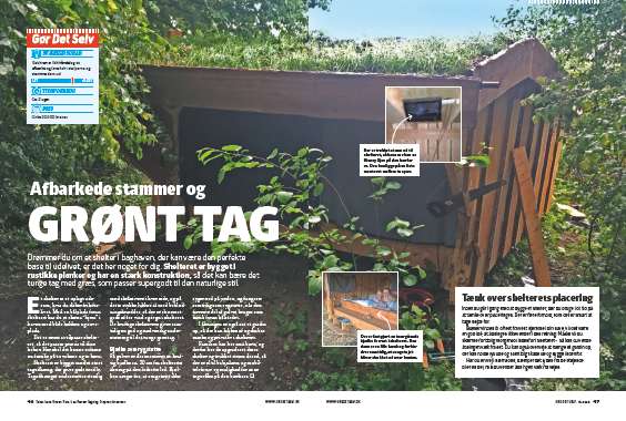 Hjemmelavet shelter med græstag