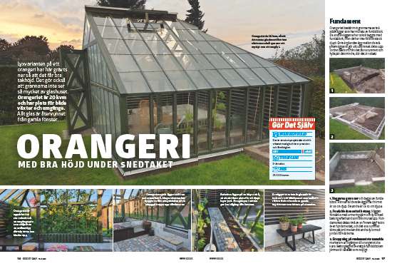 Orangeri med bra höjd under snedtaket