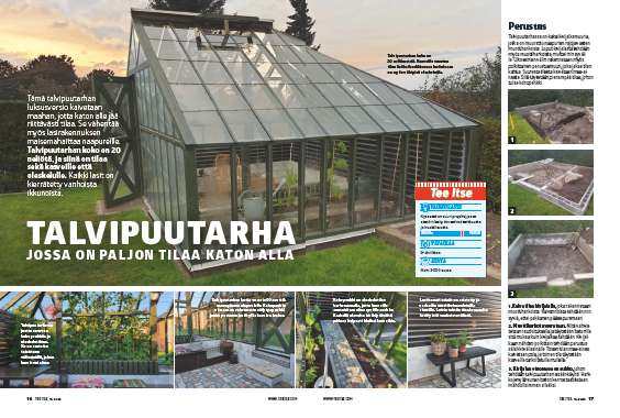 Talvipuutarha jossa on paljon tilaa katon alla