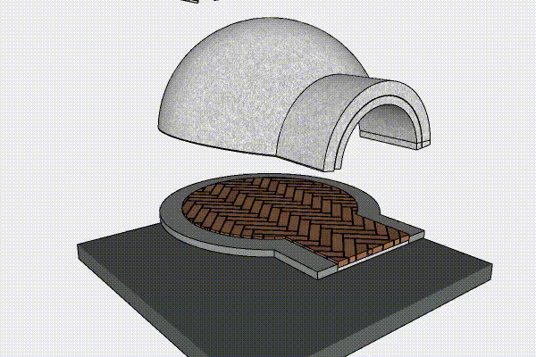 Tegning pizzaovn byggesæt: 3D Tegning