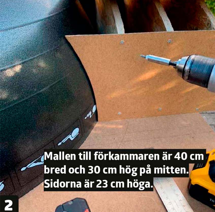 Mallen till förkammaren till pizzaugn görs av spånskiva