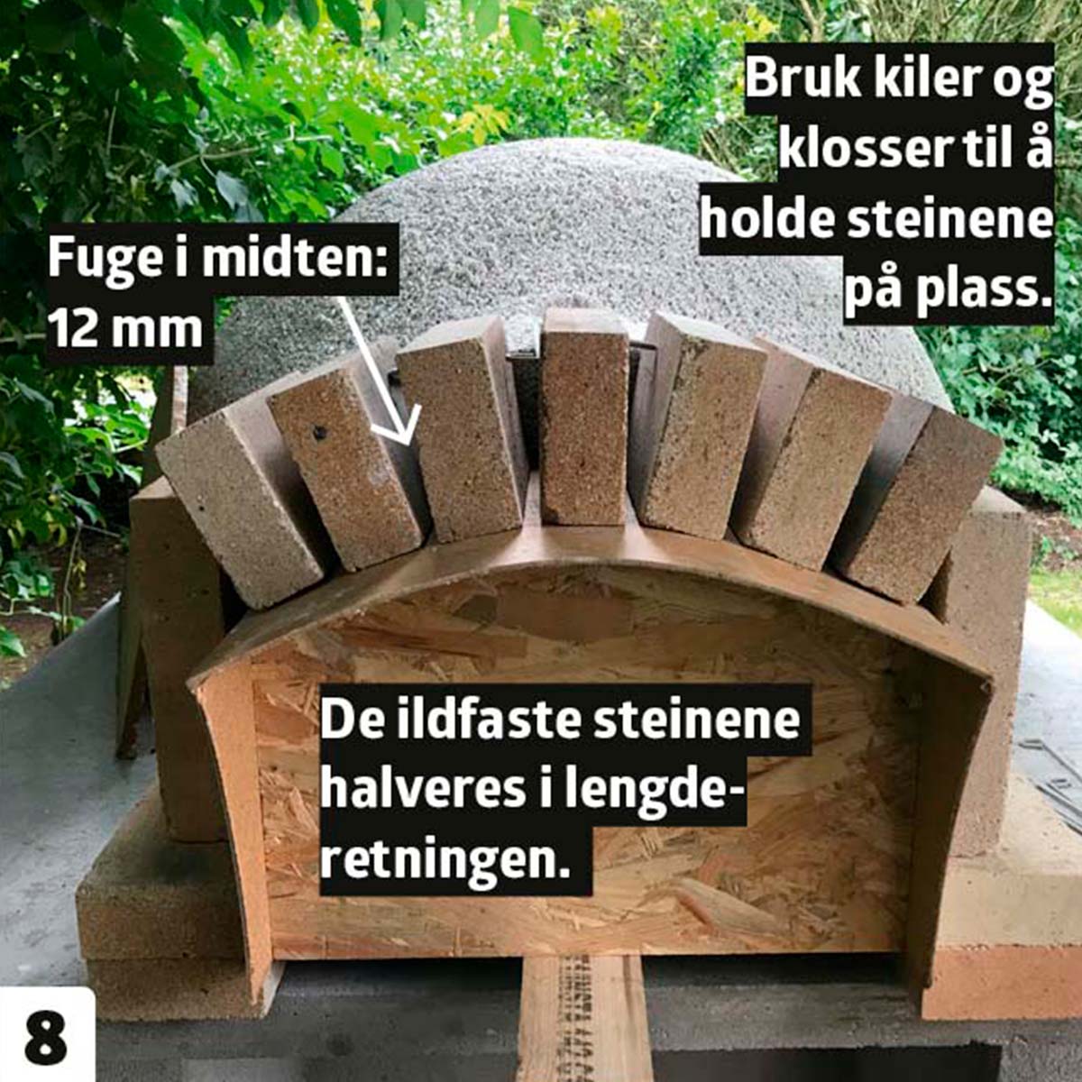 Lag en prøveopplegging av steinene til pizzaovn