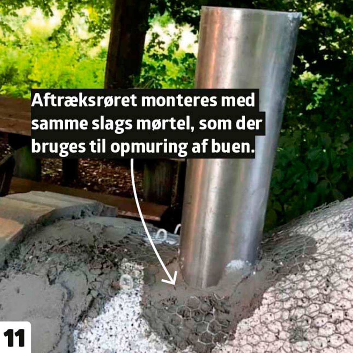 Aftræksrør til pizzaovn monteres