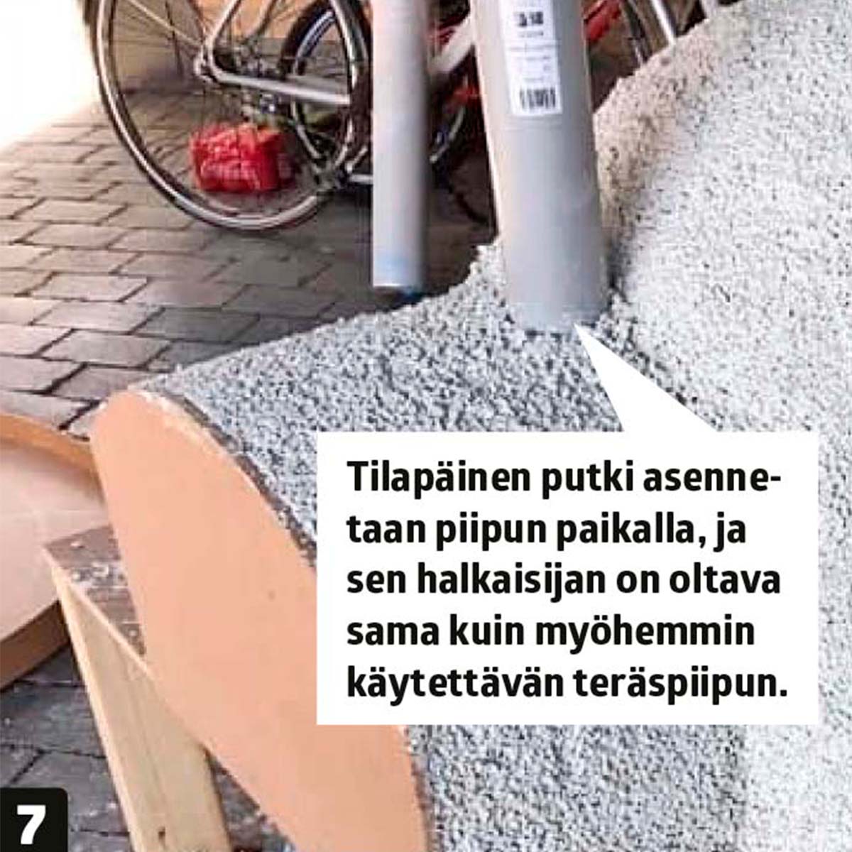 Poista väliaikainen putki, kun perliitti on valettu paikalleen