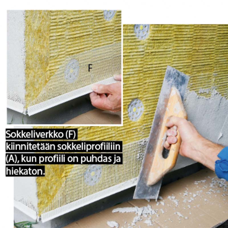 Pehmeä pohjalaasti levitetään eristeen pintaan teräshiertimellä