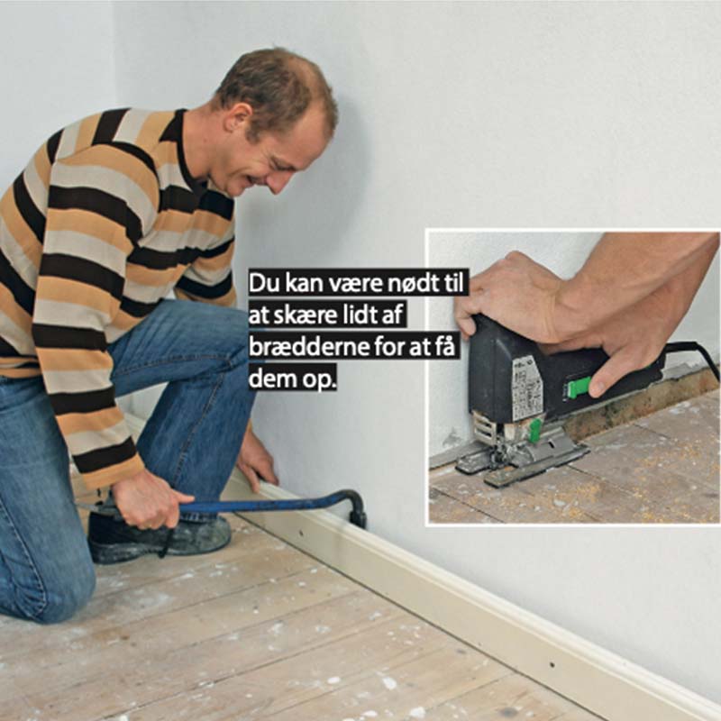 Opbygning af gulv med gulvvarme: Begynd med at fjerne fodpanelerne