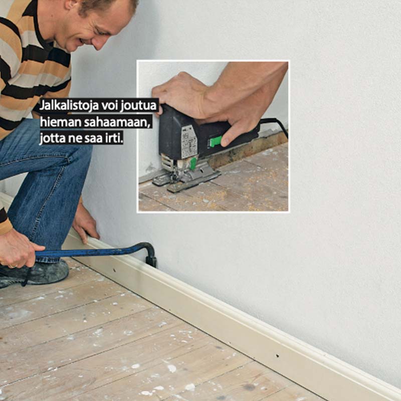 Lattialämmitys puulattiaan: Irrota ensin jalkalistat