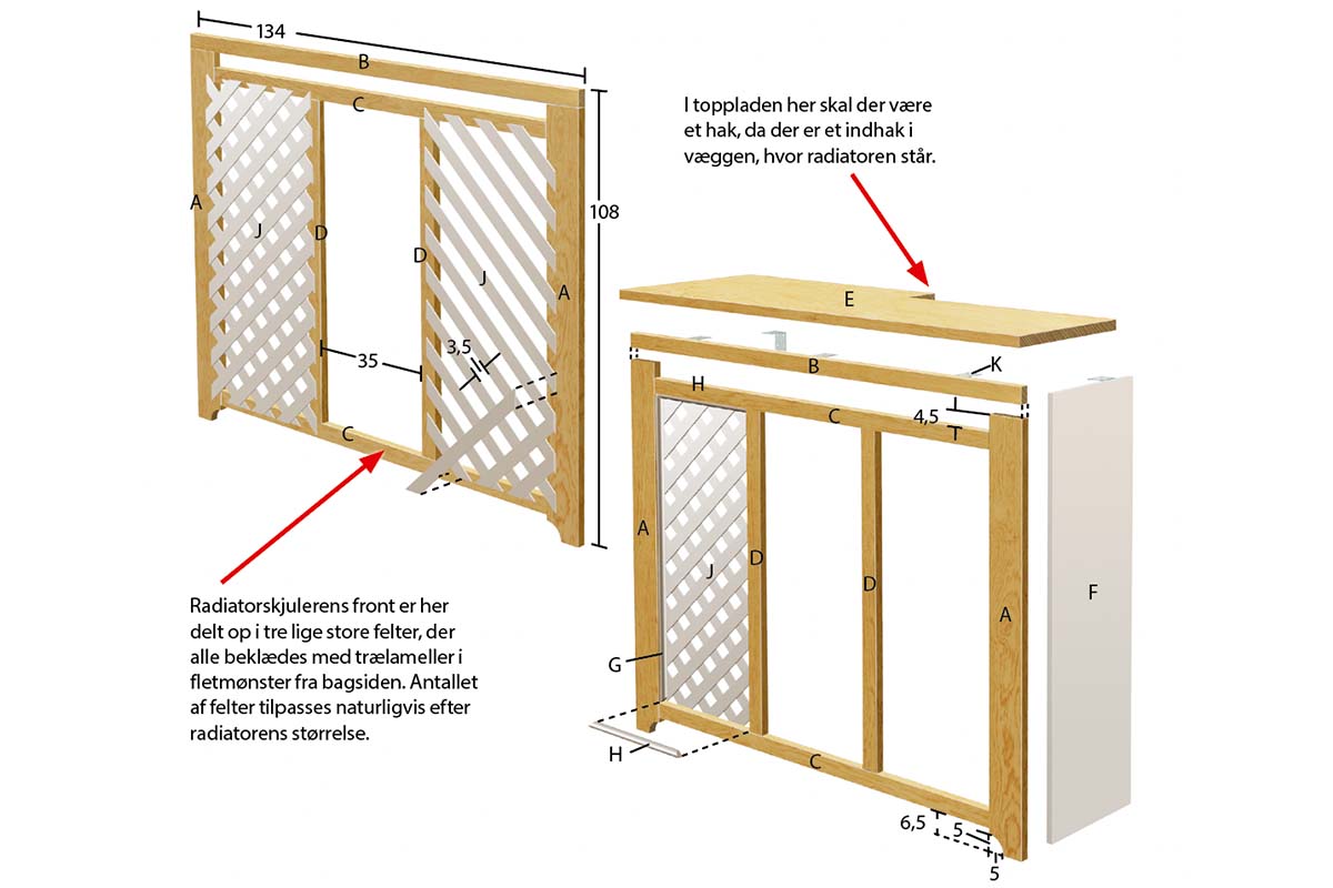 Tegning: Radiatorskjuler diy