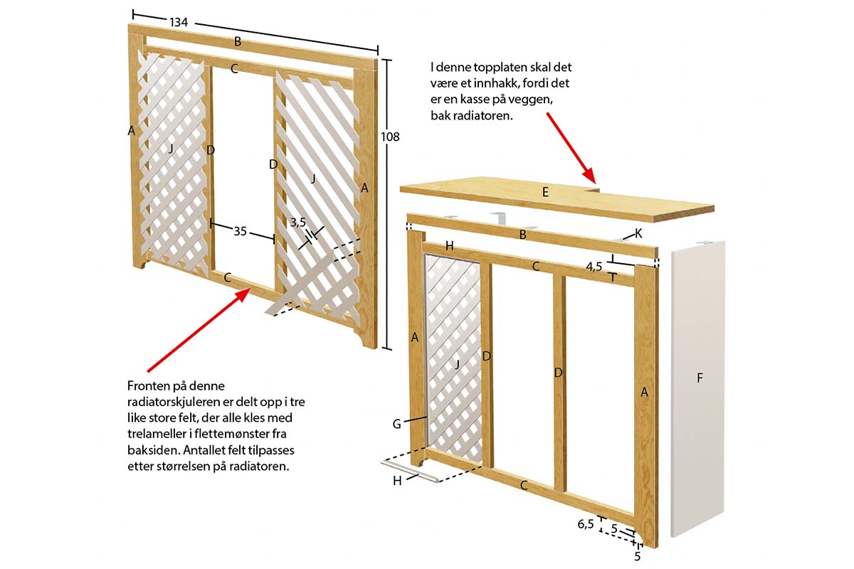 Tegning radiatorskjuler