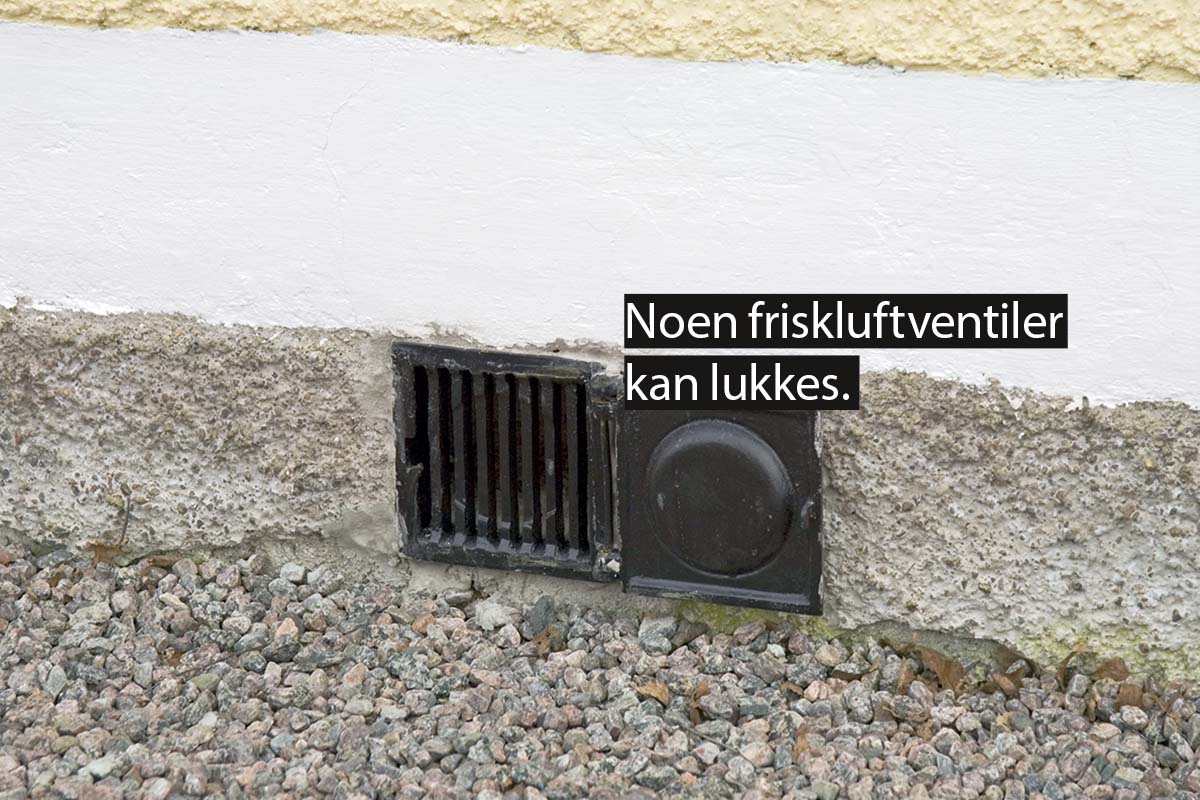 Ventilasjon: Utluftingsventiler i krypekjelleren