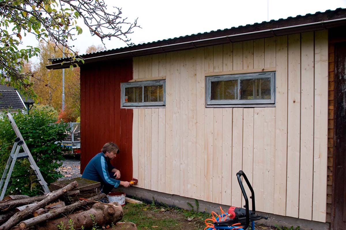 Ny træbeklædning ovenpå den gamle