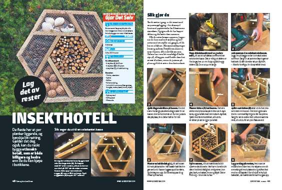 Lekkert insekthotell av gamle materialer
