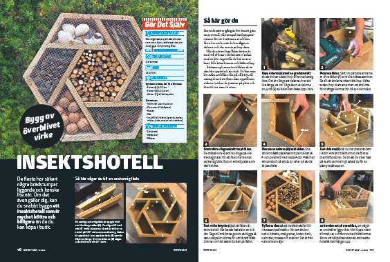 Läckert insektshotell av gamla brädor