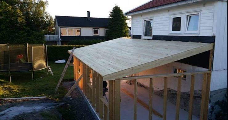 Tilbygning og overdækket indgang