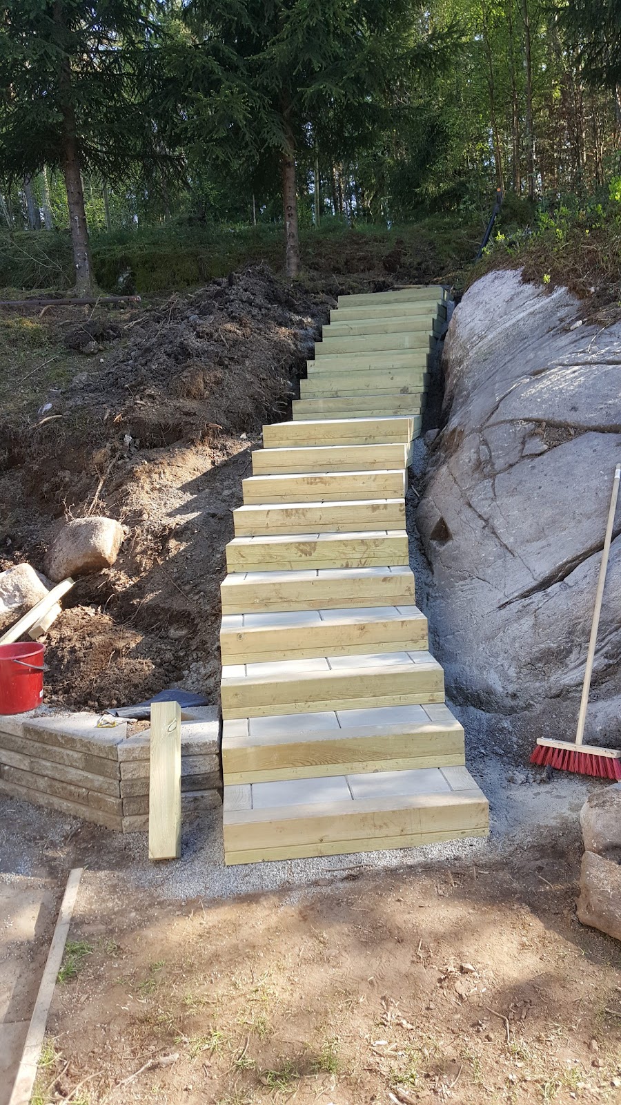 Trappe med tilhørende havedam og vandfald