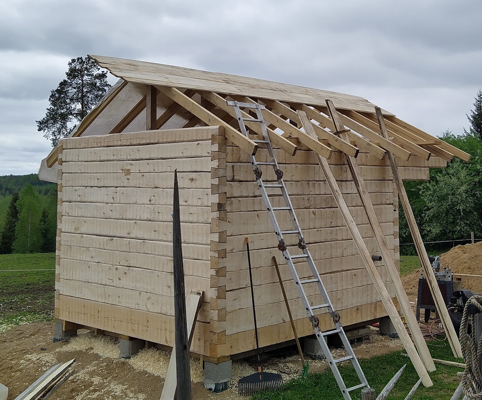 Sauna i ny bjælkehytte