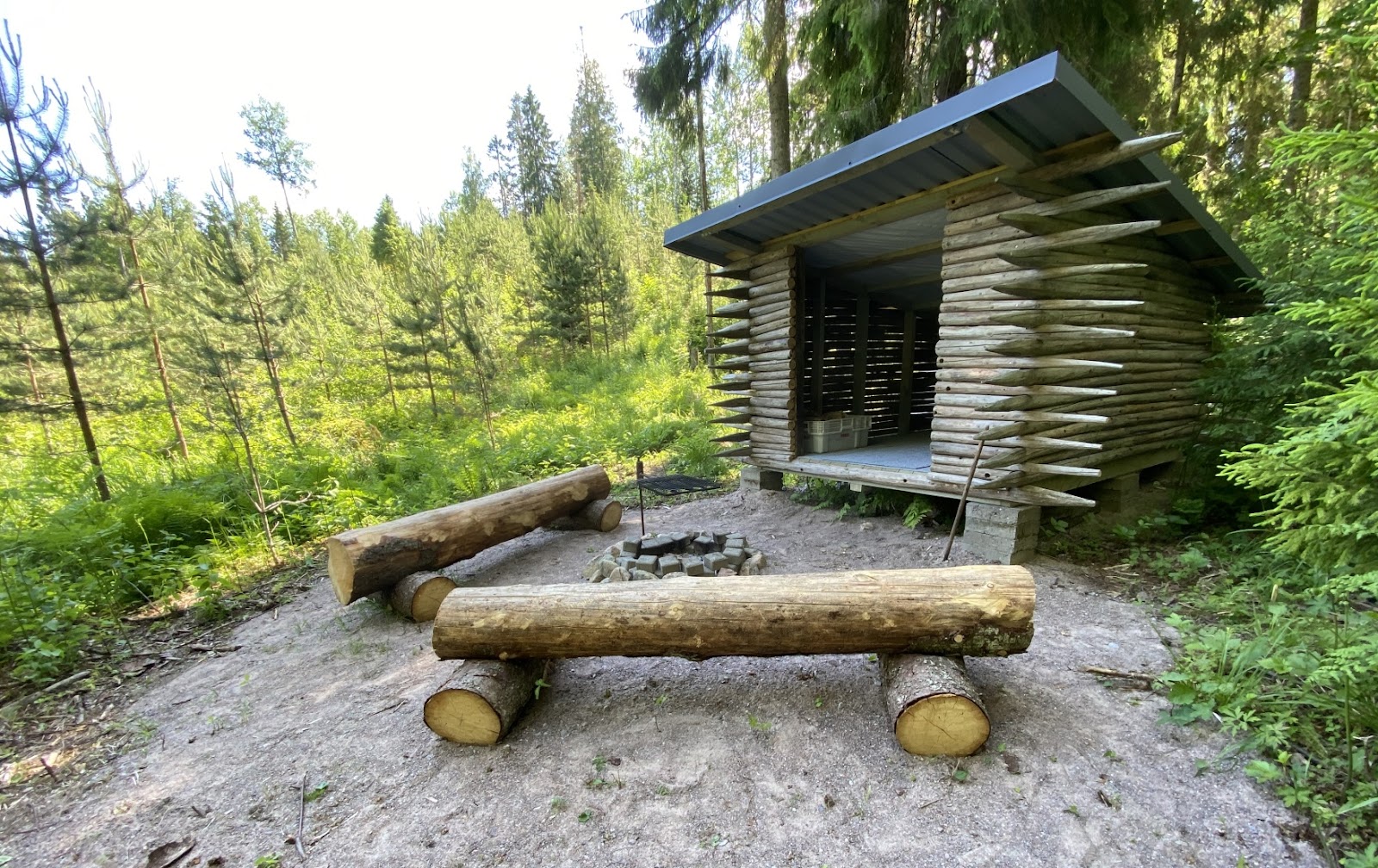 Gapahuk med spisse stokker
