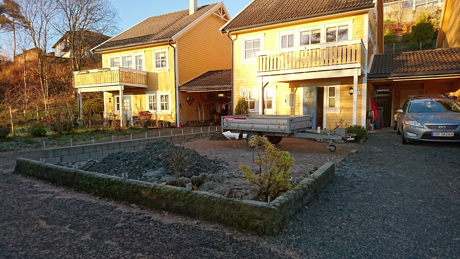 Platting, mur og hage