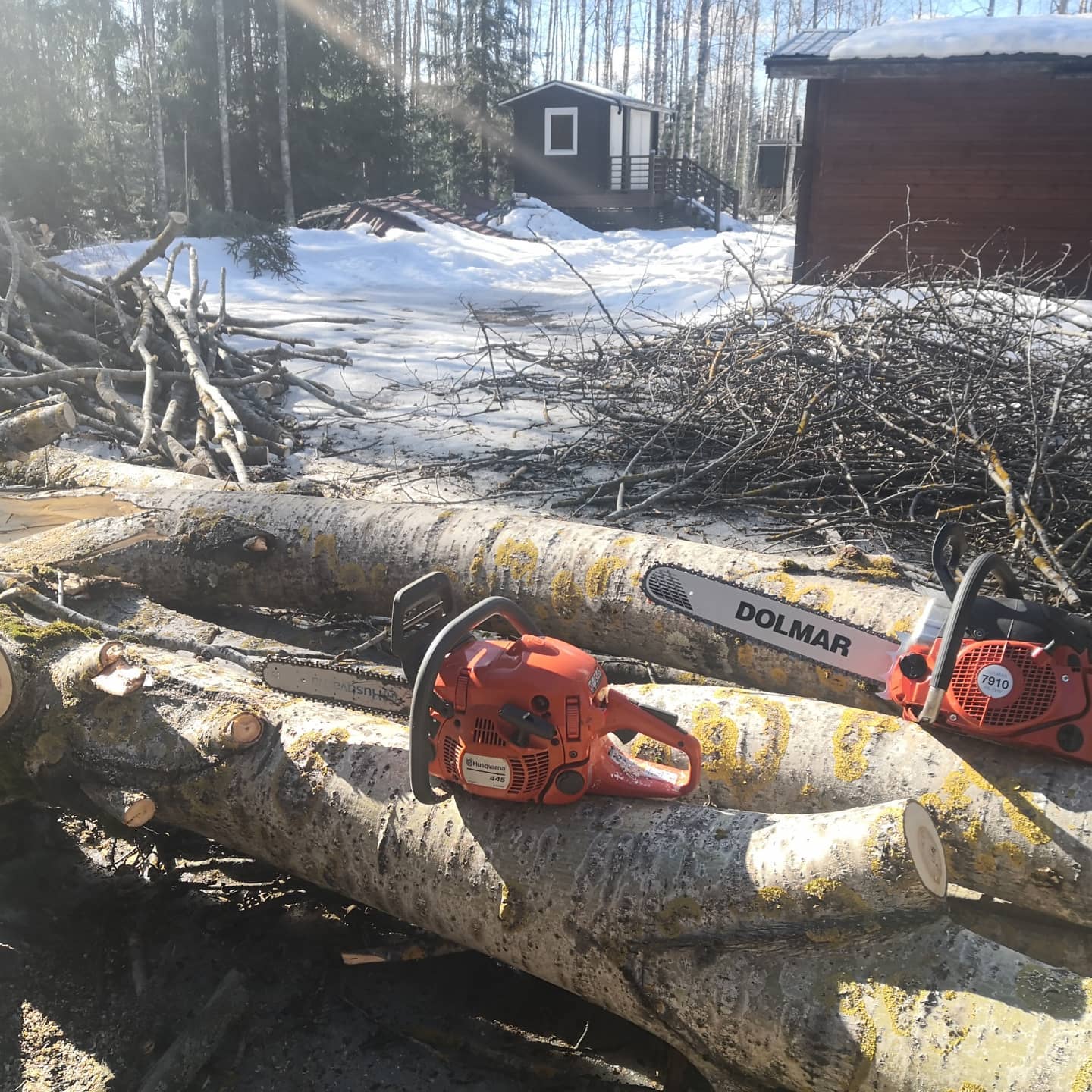 Vedbod med mye frisk luft til veden