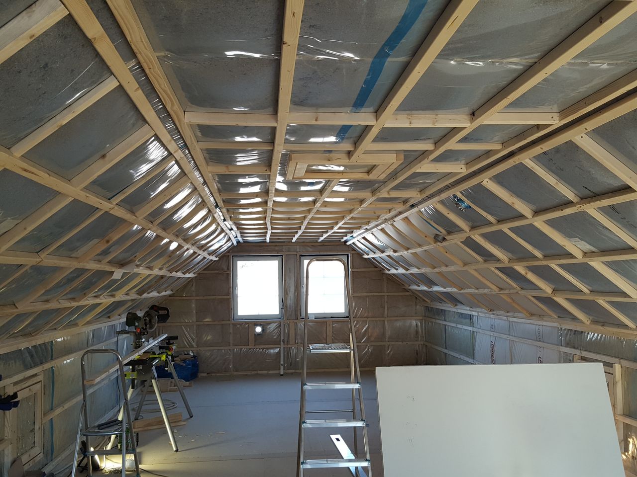 Oppe i det nye huset