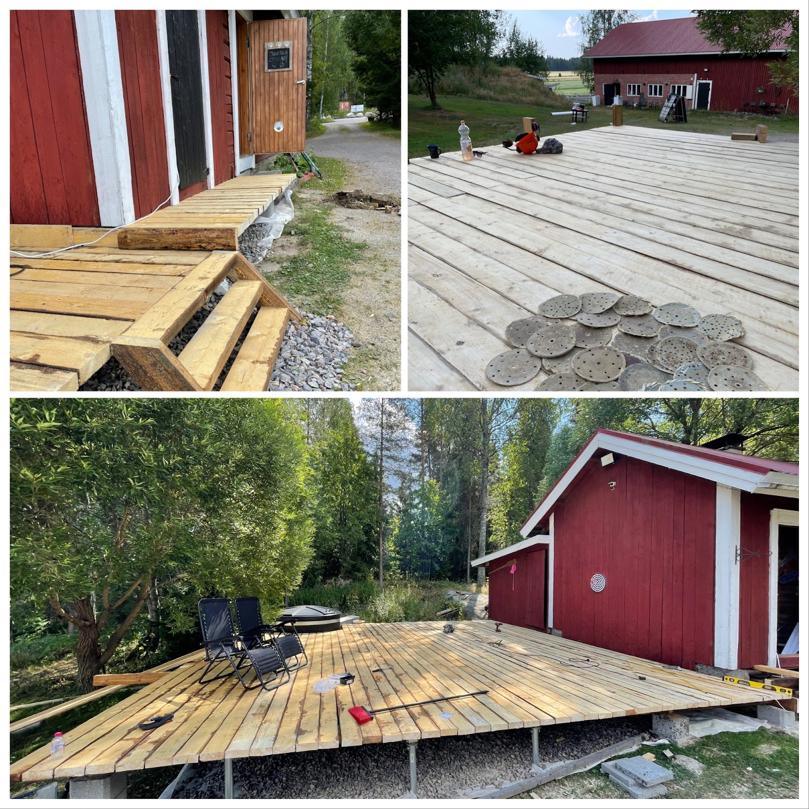 Stor terrasse på skrånende grunn